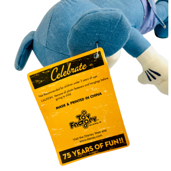 Blue Mickey Mouse Plush Toy Factory Celebrate 75 Years of Fun Disney 10" New NWT - Picture 9 of 16